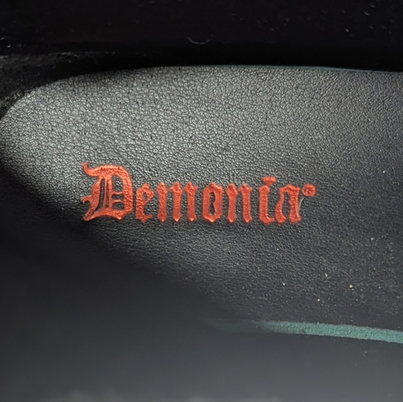 Demonia Bear-265 Front Lace Mid Calf Platform Boots Black Vegan Leather - Picture 7 of 11